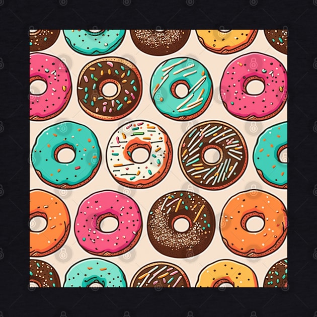 Donuts Pattern Line Drawing Colorful, Birthday Gift ideas for Donuts Lover by Pezzolano